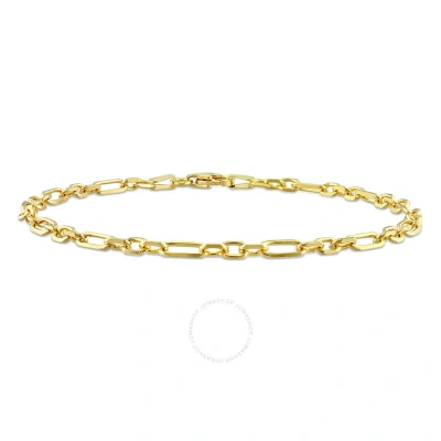 Amour 3.1mm Diamond Cut Figaro Chain Bracelet In Yellow Plated Sterling Silver