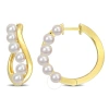 AMOUR AMOUR 3.5-4MM FRESHWATER CULTURED PEARL HOOP EARRINGS IN YELLOW PLATED STERLING SILVER