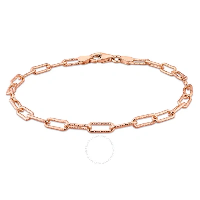 Amour 3.5mm Fancy Cut Paperclip Chain Bracelet In Rose Plated Sterling Silver In Gold