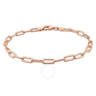 Amour 3.5mm Fancy Cut Paperclip Chain Bracelet In Rose Plated Sterling Silver In Rose Gold-tone
