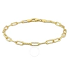 Amour 3.5mm Fancy Paperclip Chain Bracelet In Yellow Plated Sterling Silver In Yellow