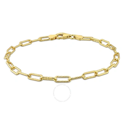 Amour 3.5mm Fancy Paperclip Chain Bracelet In Yellow Plated Sterling Silver
