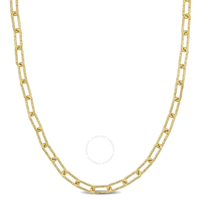 Amour 3.5mm Fancy Paperclip Chain Necklace In Yellow Plated Sterling Silver In Gold
