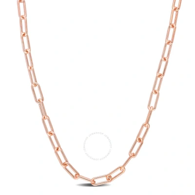 Amour 3.5mm Paperclip Chain Necklace In Rose Plated Sterling Silver In Rose Gold-tone