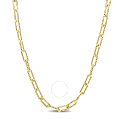 Amour 3.5mm Paperclip Chain Necklace In Yellow Plated Sterling Silver In Gold