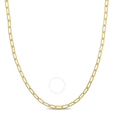 Amour 3.5mm Paperclip Chain Necklace In Yellow Plated Sterling Silver In Gold