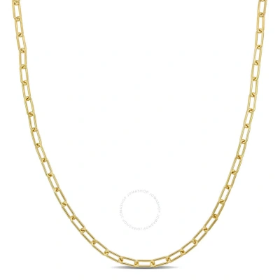 Amour 3.5mm Paperclip Chain Necklace In Yellow Plated Sterling Silver