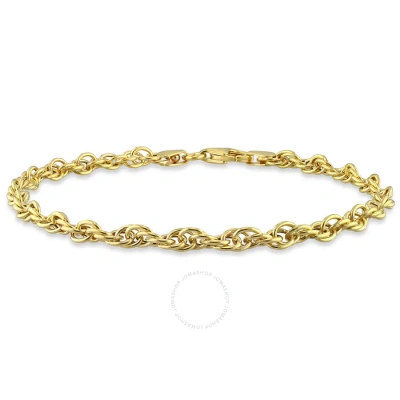 Amour 3.7mm Singapore Bracelet In Yellow Plated Sterling Silver 9 In Gold