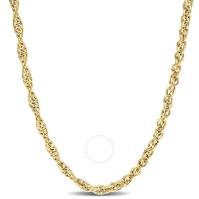 Amour 3.7mm Singapore Chain Necklace In Yellow Plated Sterling Silver In Gold