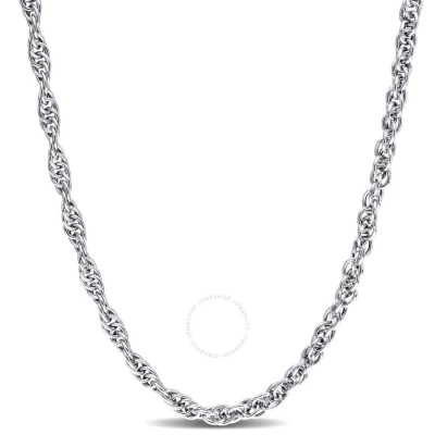 Amour 3.7mm Singapore Necklace In Sterling Silver In White