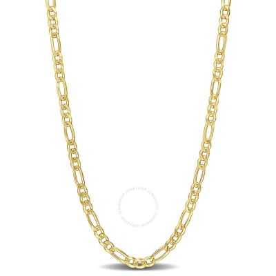 Amour 3.8mm Figaro Chain Necklace In Yellow Plated Sterling Silver In Gold