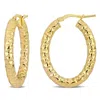 Amour 31mm Diamond Cut Hoop Earrings In Yellow Plated Sterling Silver In Yellow