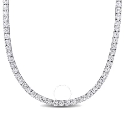 Amour 33 Ct Tgw Created White Sapphire Tennis Necklace In Sterling Silver In Metallic