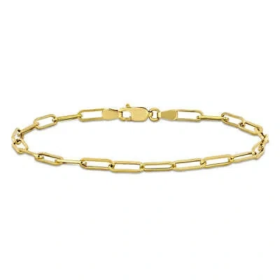 Pre-owned Amour 3.3mm Paperclip Chain Bracelet In 14k Yellow Gold, 9 In
