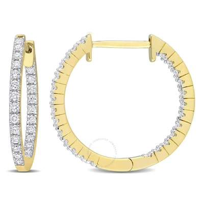 Amour 3/4 Ct Tdw Diamond Inside Out Hoop Earrings In 10k Yellow Gold