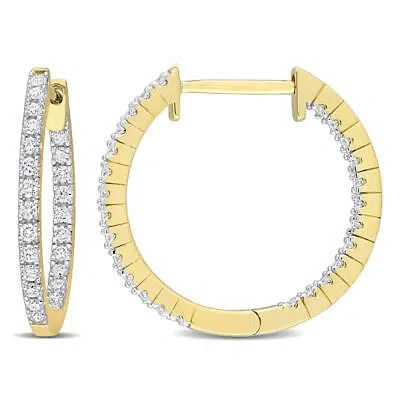 Pre-owned Amour 3/4 Ct Tdw Diamond Inside Out Hoop Earrings In 10k Yellow Gold