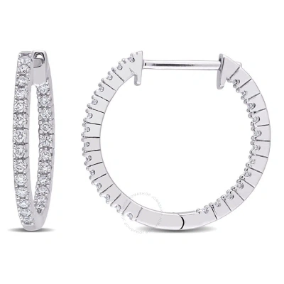 Amour 3/4 Ct Tdw Diamond Vintage Hoop Earrings In 10k White Gold