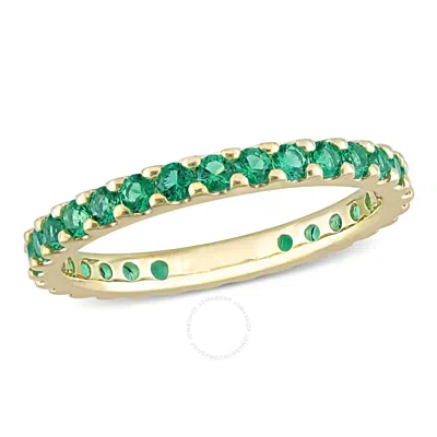 Amour 3/4 Ct Tgw Created Emerald Eternity Ring In 10k Yellow Gold