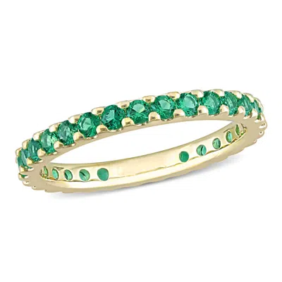 Amour 3/4 Ct Tgw Created Emerald Eternity Ring In 10k Yellow Gold In ["yellow"]