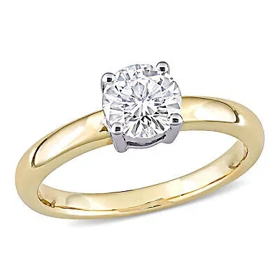 Pre-owned Amour 3/4 Ct Tgw Created Moissanite Solitaire Ring In 14k White And Yellow Gold In Multi