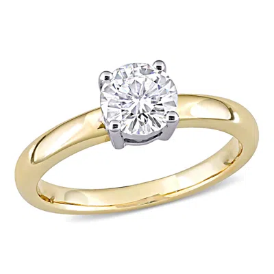 Amour 3/4 Ct Tgw Created Moissanite Solitaire Ring In 14k White And Yellow Gold
