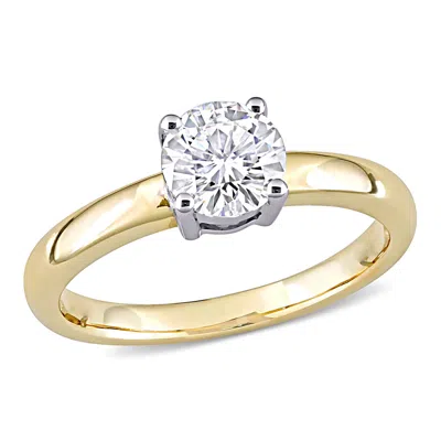 Amour 3/4 Ct Tgw Created Moissanite Solitaire Ring In 14k White And Yellow Gold In Two Tone