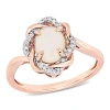 AMOUR AMOUR 3/4 CT TGW ETHIOPIAN BLUE OPAL AND 1/10 CT TW DIAMOND INTERLACED HALO RING 10K ROSE GOLD