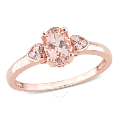 Amour 3/4 Ct Tgw Morganite And Diamond Accent Ring In Rose Plated Sterling Silver In Neutral