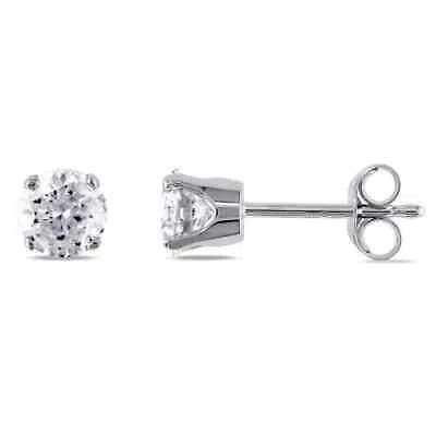 Pre-owned Amour 3/4 Ct Tw Diamond Stud Earrings In 14k White Gold In Check Description