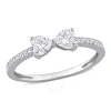 AMOUR AMOUR 3/5 CT DEW CREATED MOISSANITE DUO HEART RING IN STERLING SILVER