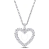 AMOUR AMOUR 3/5 CT DEW CREATED MOISSANITE OPEN HEART PENDANT WITH CHAIN IN STERLING SILVER