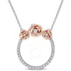 Amour 3/5 Ct Tgw Created White Sapphire Rose Open Circle Pendant With Chain In Rose Plated Sterling In Two Tone