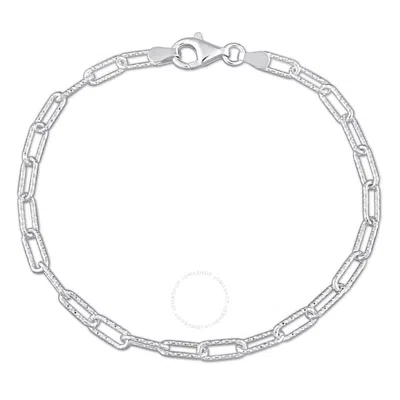 Amour 3.5mm Fancy Cut Paperclip Chain Bracelet In Sterling Silver In Metallic