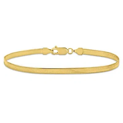 Pre-owned Amour 3.5mm Flex Herringbone Chain Bracelet In 10k Yellow Gold, 7.5 In