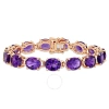 AMOUR AMOUR 36 CT TGW OVAL-CUT AFRICA-AMETHYST TENNIS BRACELET IN ROSE GOLD PLATED STERLING SILVER