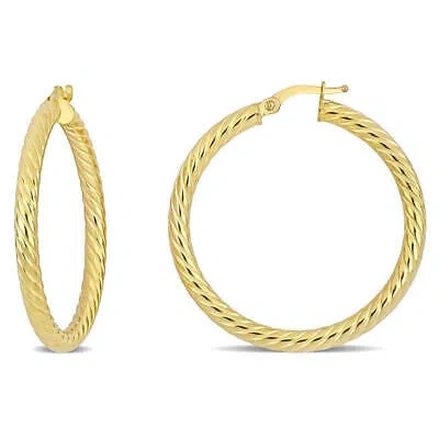 Pre-owned Amour 36mm Textured Twist Hoop Earrings In 14k Yellow Gold
