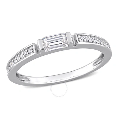 Amour 3/8 Ct Dew Created Moissanite Anniversary Band In Sterling Silver In White
