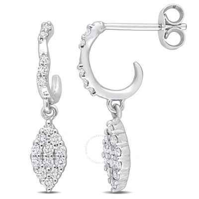 Amour 3/8 Ct Tdw Diamond Dangle Earrings In 14k White Gold In Metallic