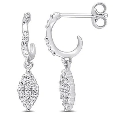 Pre-owned Amour 3/8 Ct Tdw Diamond Dangle Earrings In 14k White Gold