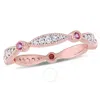 AMOUR AMOUR 3/8 CT TGW CREATED PINK AND CREATED WHITE SAPPHIRE ANNIVERSARY BAND IN ROSE PLATED STERLING SI
