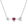 AMOUR AMOUR 3/8 CT TGW CREATED RUBY CREATED WHITE SAPPHIRE AND DIAMOND ACCENT HEART AND ARROW PENDANT WITH