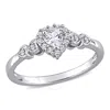 AMOUR AMOUR 3/8 CT TGW CREATED WHITE SAPPHIRE AND DIAMOND-ACCENT HEART RING IN STERLING SILVER