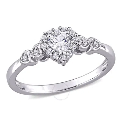 Amour 3/8 Ct Tgw Created White Sapphire And Diamond-accent Heart Ring In Sterling Silver