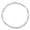 Amour 3.8mm Flat Figaro Chain Bracelet In Sterling Silver In White