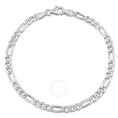 Amour 3.8mm Flat Figaro Chain Bracelet In Sterling Silver In Metallic