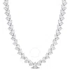 AMOUR AMOUR 39 1/2 CT TGW CREATED WHITE SAPPHIRE TEARDROP TENNIS NECKLACE IN STERLING SILVER