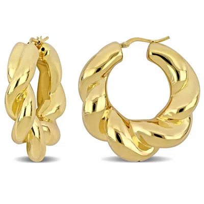 Amour 39mm Hoop Earrings In Yellow Plated Sterling Silver