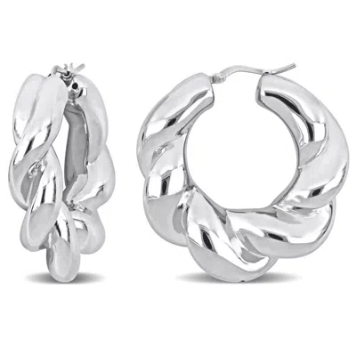 Amour 39mm Twisted Hoop Earrings In Sterling Silver In White