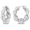 Amour 39.5mm Twisted Hoop Earrings In Sterling Silver In White