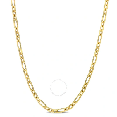 Amour 3mm Diamond Cut Figaro Chain Necklace In Yellow Plated Sterling Silver In Gold